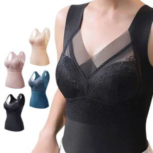 [비와이플러스] 양면기모 와이드밴딩 레이스 발열 브라탑 4컬러