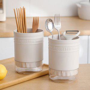 비비드 투톤 물빠짐 칸막이 원형 수저통 벽걸이 수저정리함 2type