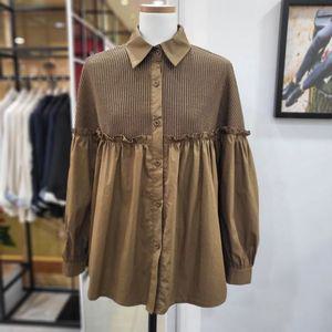 [갤러리아] 나인스텝 셔링 배색 반주름 블라우스(N24NS4307)