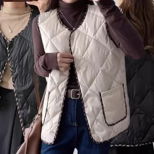 [로즈엘리]가볍고 따뜻한 크루넥 누빔조끼 패딩조끼 2컬러