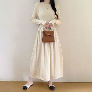 스타일아유 가을 겨울 여성 우아한 반폴라 이너 A라인 심플 클래식 니트 롱 원피스 OP1988