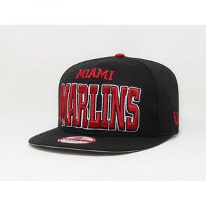 [관부가세포함] New Era 9Fifty 남성 여성 캡 MLB 마이애미 말린스 블랙 레드 솔리드 스냅백 모자 Solid Sn