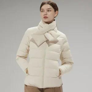 스케쳐스 여성 헝가리 허그다운 + 머플러세트(크림)