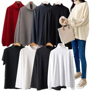 [하프클럽/]빅사이즈 폴라 티셔츠 반목 긴목 하이넥 골지 오버핏