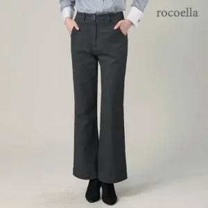 [로코엘라] 플레인 코튼 세미 플레어 여성 팬츠