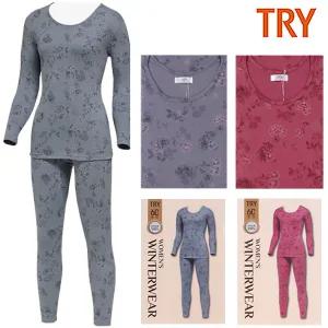 블링푸루 트라이 프리미엄 국내산 여성용 내복 순면100% 플라워 9부상하의 내의세트(P62)