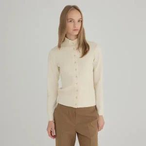 [하프클럽/S쏠레지아]에스쏠레지아 울블랜드 모크넥 가디건 SOOAZCD010