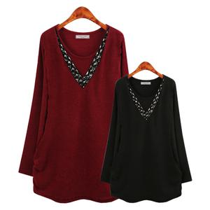 허밍퍼플 여성용 2718-무드 스팽클 블라우스 따뜻한 겨울 미시 마담 중년 V 브이 세련미 정장 여성의류