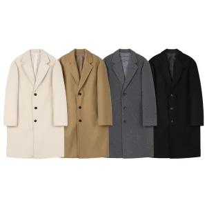 남자 겨울 오버핏 베이직 버튼 싱글 울 코트 ET-CT-Q019-차콜