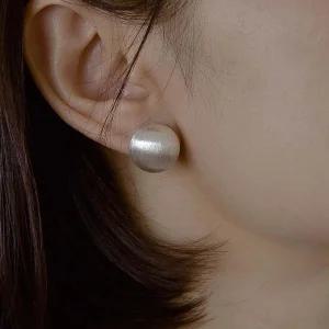 925실버 매트 버튼 귀걸이 빅볼 무광 반구 은귀걸이 