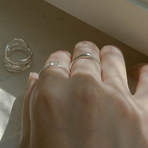 925실버 사각 큐빅 레이어드링 화이트 블랙 큐빅반지 오픈링