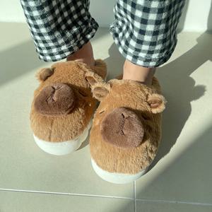 카피바라털실내화 슬리퍼 동물 보온 겨울 사무실 거실