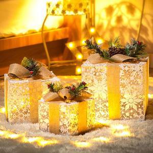 실버 눈꽃 크리스마스 선물상자 3종세트 가짜선물상자 어린이집 크리스마스 가짜 선물