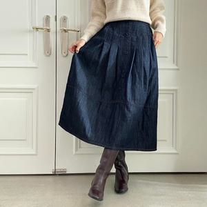 [VY] 여자 겨울 진청 데님 롱스커트_SK4356