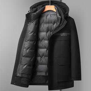 남성점퍼 겨울 패딩 오리털 보온 도톰한 내피 탈부착 하프 방한 점퍼 심쿵빛