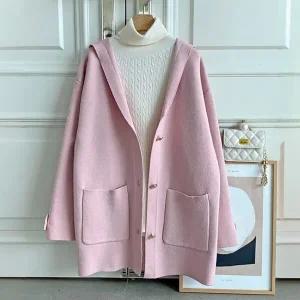 [하프클럽/]루즈핏 에이라이 후드가디건 여자 겨울로브 하객룩