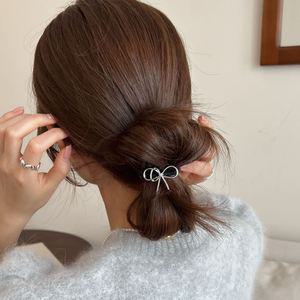 실버 리본 머리끈 로우번 반묶음 고무줄