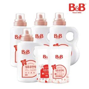 [보리보리/비앤비]비앤비 섬유유연제 자스민 1500ml 용기형 4입+증정품 800ml 2입(유연제 1 세제 1)