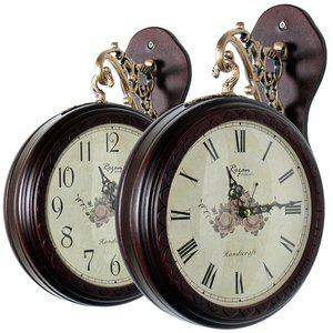 [코멕스]로잔 로맨스 월넛 무소음 양면시계 양면벽시계