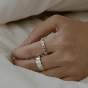 925실버 실버바 하프체인반지 레이어드링