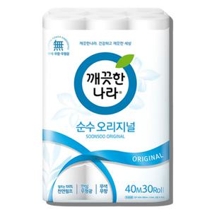 깨끗한나라 2겹 순수 오리지널 40m 30롤 화장지