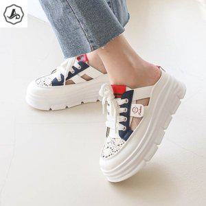 [애슬릿] 여성 레이스 통굽 키높이 뮬 스니커즈 블로퍼