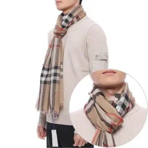 [버버리] 25SS 남성 체크 울 실크 머플러 (8078779 ARCHIVE BEIGE M 25S)
