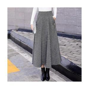 EAMT 여자 정장 스커트 모직 하이웨스트 빅사이즈 롱 체크 EUNG3