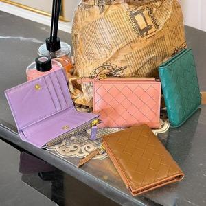 여자 레더 위빙 카드수납 색상 망사 반지갑