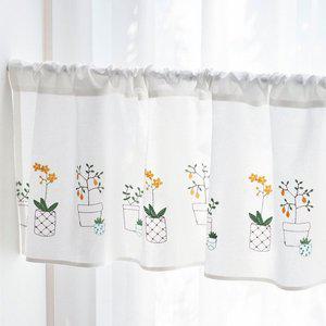 [씨엘]스프링 가든 자수 주방 바란스 플라워 커튼 미니광목 가리개커튼