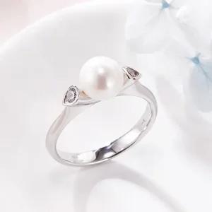 [비앤비골드] 18K 더블 큐빅드롭 담수진주 반지 RSS41372