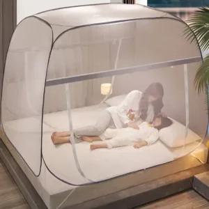 이지 원터치 사각모기장 텐트 대형 침대 캠핑용 방충망 싱글