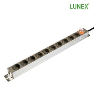 PDU 전원공급 국산 PC 허브랙 서버랙 멀티탭 10구 랙타입 1.5M 250V 16A 파워코드 가이드 동양 루넥스 알루미늄