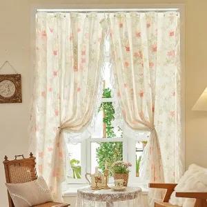플라워 레이스 이중 커튼 가리개 가림막 1.5 x 1.5m (WFHVXZT)