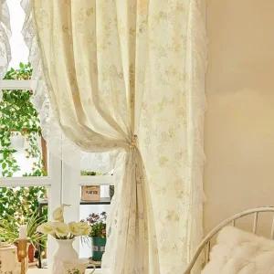 플라워 레이스 이중 커튼 가리개 가림막 1.5 x 2m (WFHVXZU)