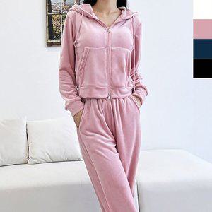 고품질 여자 겨울 벨로아 크롭 후드 트레이닝 세트 1P 셋업 여자트레이닝셋업 여성트레이닝셋업 (WFHVXYF)