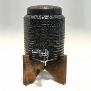 술항아리 사케 디스펜서 항아리 전통 소주 블랙/스탠드 홈파티 수도꼭지 실린더