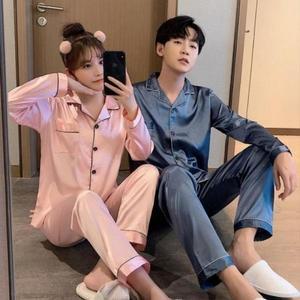 커플 세트 신혼부부 바지 커플잠옷 잠옷 실크 (3uGtw)