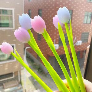 꽃볼펜 빛을 받으면 색상이 변하는 튤립디자인 튤립모양 중성펜(50개) 단체주문