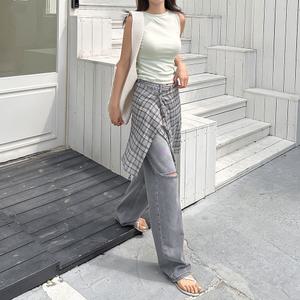 릴리팝일자핏찢청데님팬츠