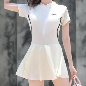 [다잇템]여성 후레아 SS 드레스 하프집업 수영장 수영복