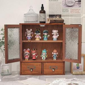 레트로 미니 수납장 2칸 클래식 빈티지 복고풍 주방 책상 소품 용품 악세서리 피규어