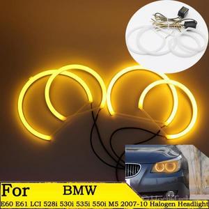 SMD 코튼 라이트 스위치백 LED 엔젤 아이 링 키트 BMW E60 LCI 528i M5 2007-2010 할로겐