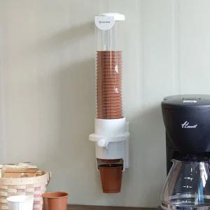 버튼형 자동 종이컵 디스펜서 자석부착/업소용종이/일회용/업소용종이컵/업소용/정수기/정수/종이컵홀더