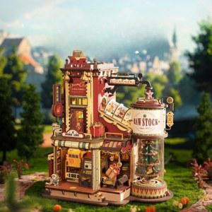 음악 LED 팩토리 ROKR 드림 퍼즐 공장 DIY 나무 3D 꿈의 로보타임 작동