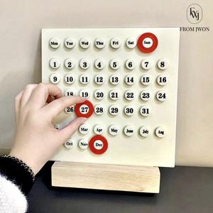 롤린더 만년 달력 레고 캘린더 미니 탁상 스탠드 우드 원목 디데이 조립식 사무실