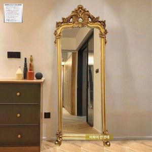 엔틱 전신 거울 스탠드 실 아치형 드레스룸 골드