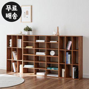 [벤티스가구]엘다 티크 원목 책장 세트 전면 수납장 거실 책꽂이 6단 낮은 책장 아이방
