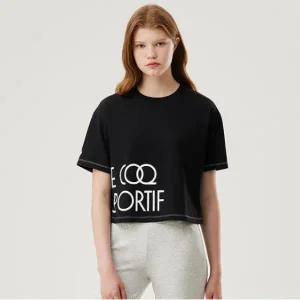 [롯데백화점]르꼬끄 여성 루즈핏 크롭 레터링 반팔 QP322ORS71_BLK