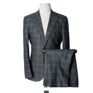 남자 체크패턴 단정한 수트 겨울 결혼식 하객룩 정장